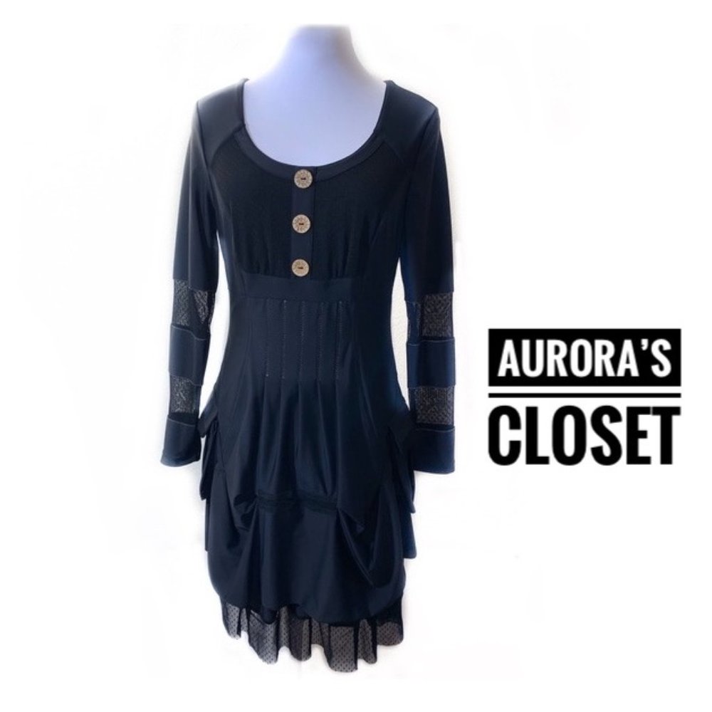 Jane & John S Black Sheath Dress Mesh Steampunk Wednesday
